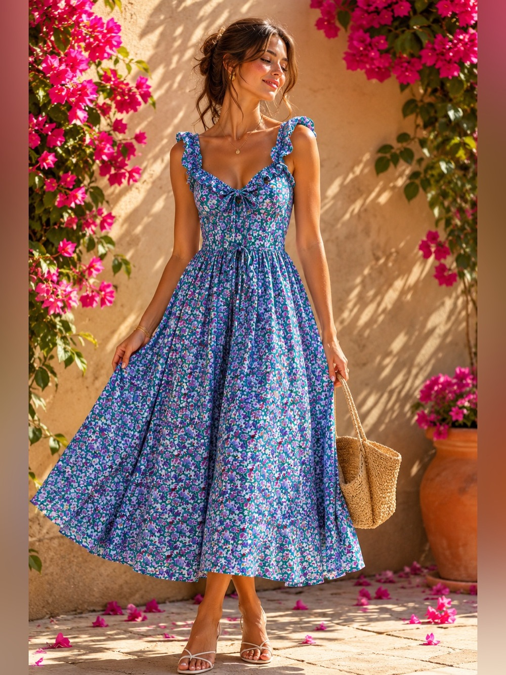 Laura Ashley Blue Floral Maxi Dress